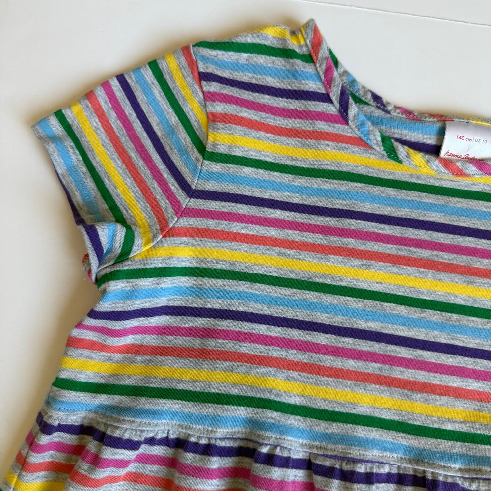 Hanna Andersson Grey Rainbow Stripe Power Twirl Dress 140cm US 10 - Picture 6 of 9